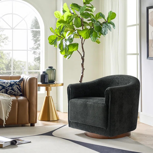 Auriya Boucle Upholstered Swivel Barrel Chair | Wayfair North America