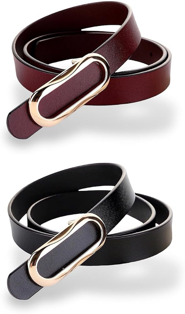 Women's Leather Belts Durable Waist Belt Oval Solid Gold Buckle Width 0.80" Waistband For Pants, ... | Amazon (US)