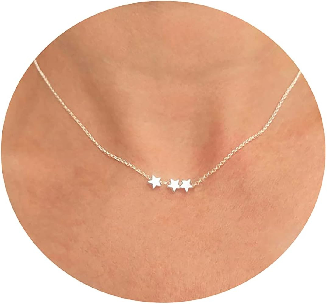 Tasiso Dainty Moon and Star Pendant Necklace for Women 14K Gold Crescent Moon Long Necklace Delic... | Amazon (US)