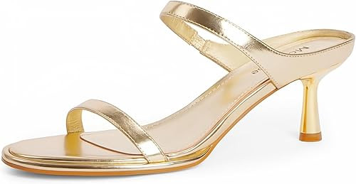 Modatope Two Strap Heeled Sandals for Women Kitten Heel Rounded Toe Heels Women Slip on Open Toe ... | Amazon (US)