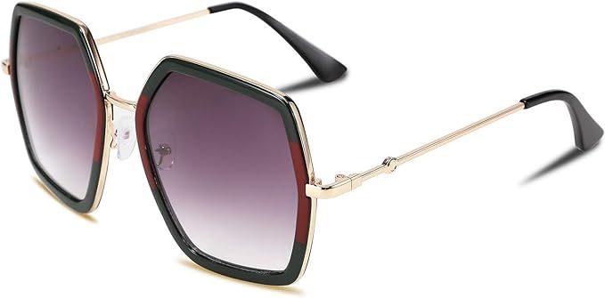 FEISEDY Women Large Hexagon Inspired Sunglasses Fashion Irregular Design Style Geometric B2503 | Amazon (US)