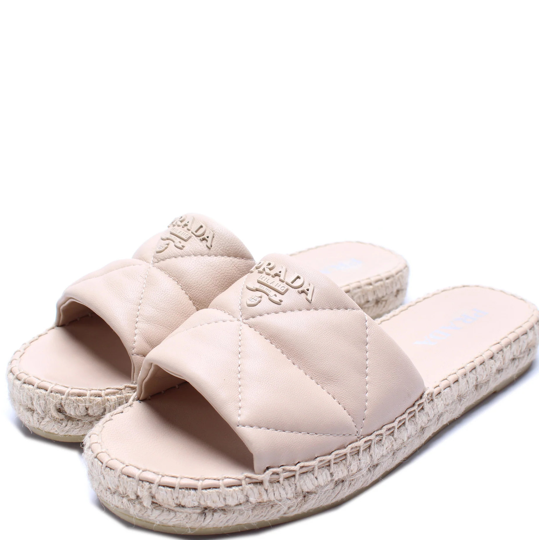 Quilted Lambskin Espadrille Slide Sandals Size 36 | Keeks Designer Handbags