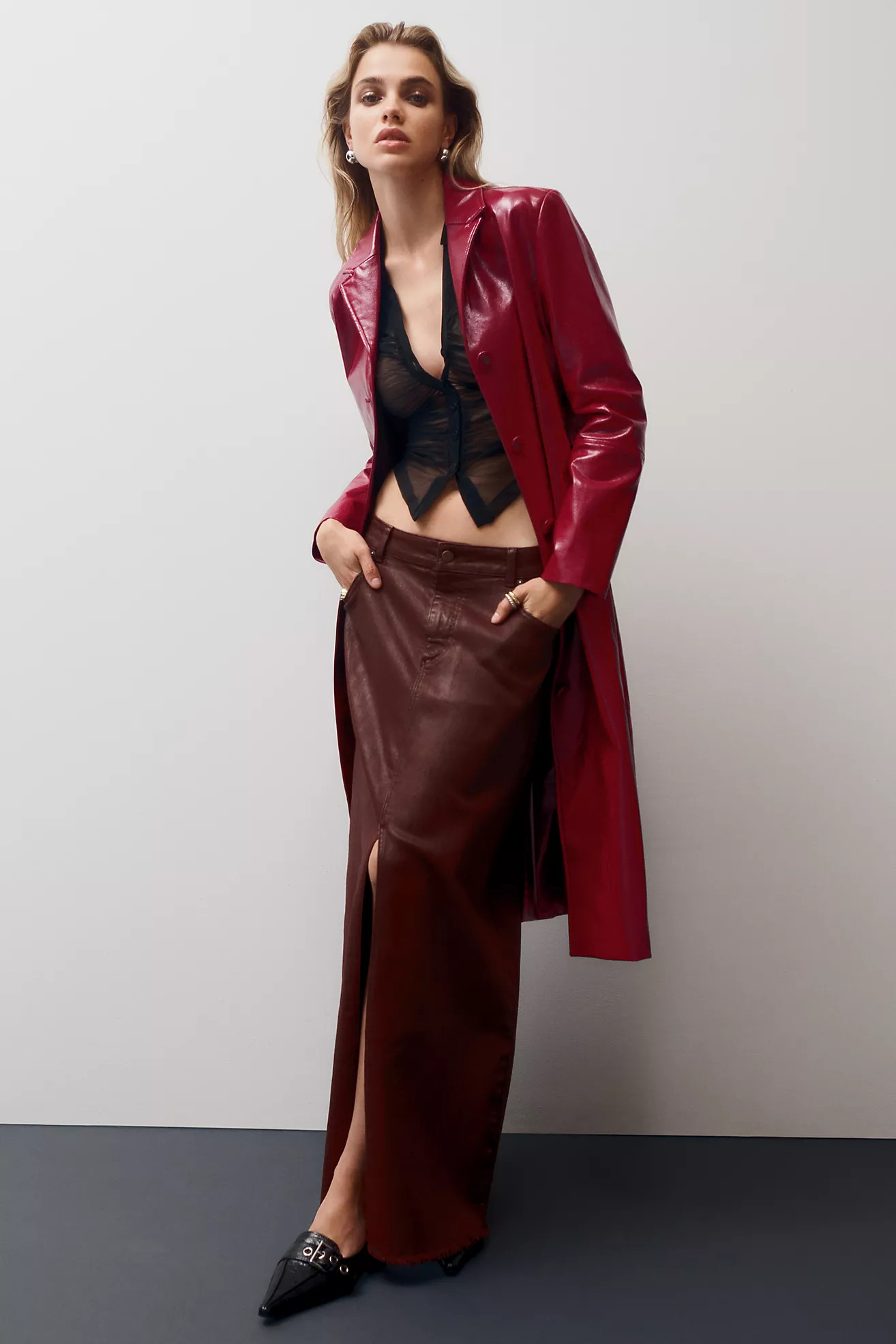 The Madi Front-Slit Denim Skirt by Pilcro | Anthropologie (US)