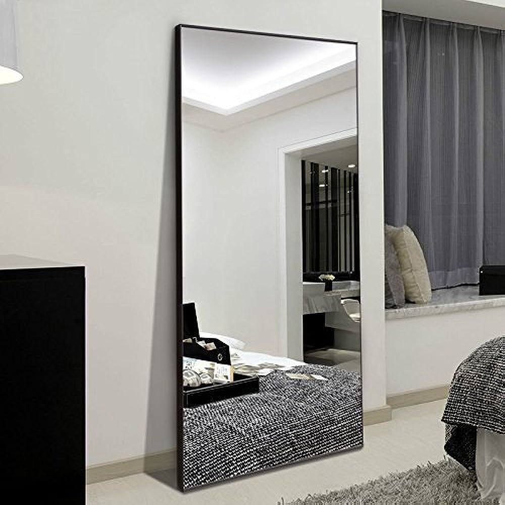 H&A 65"x22" Full Length Mirror Bedroom Floor Mirror Standing or Hanging (Black) | Amazon (US)