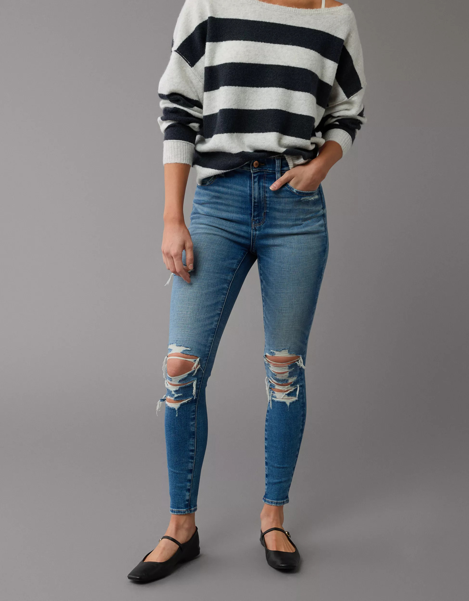 AE Next Level Super High-Waisted Ripped Jegging | American Eagle Outfitters (US & CA)