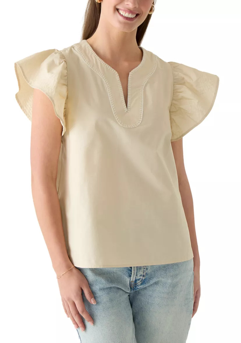 Women's Flutter Sleeve Y-Neck Top | Belk