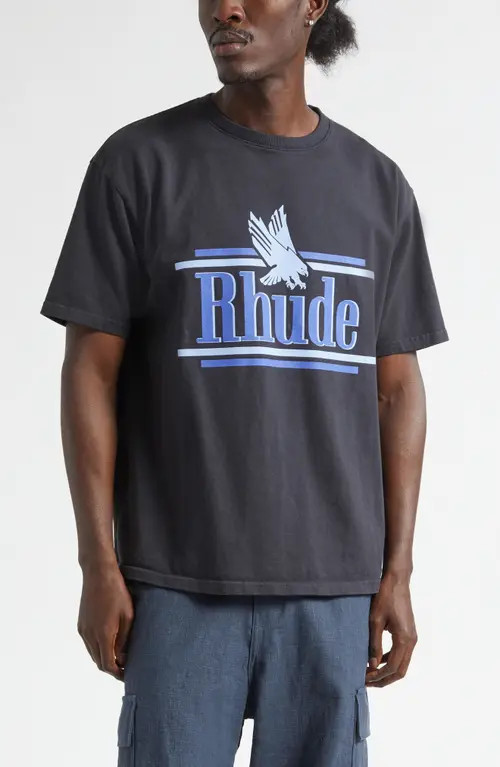 Rhude Rossa Graphic T-Shirt in Vintage Black/blue at Nordstrom, Size Small | Nordstrom