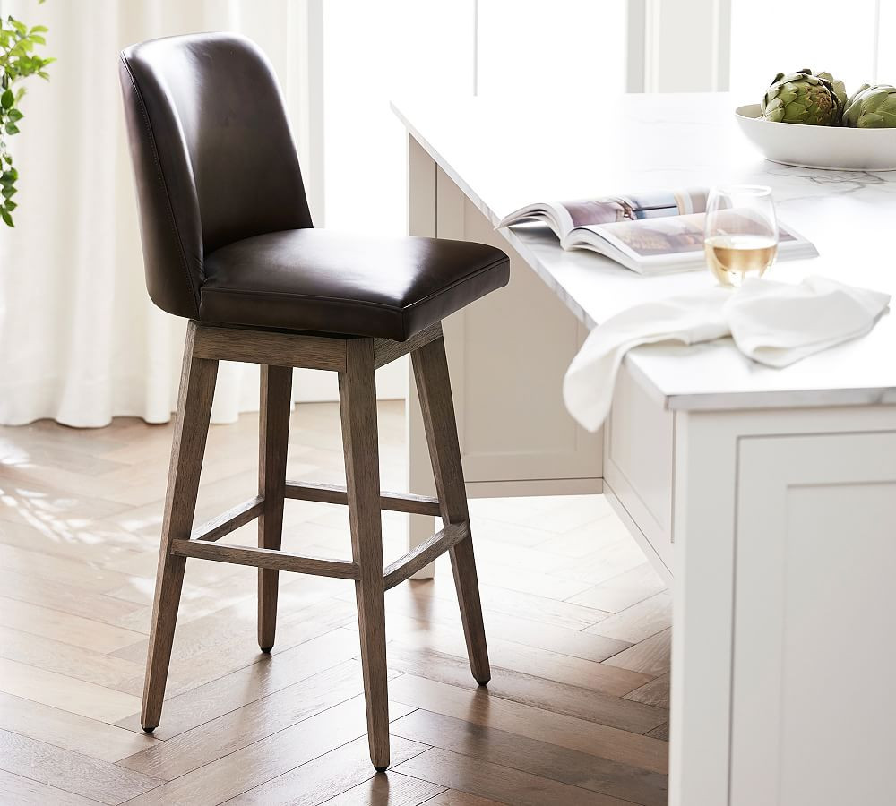 Layton Leather Swivel Stool | Pottery Barn (US)