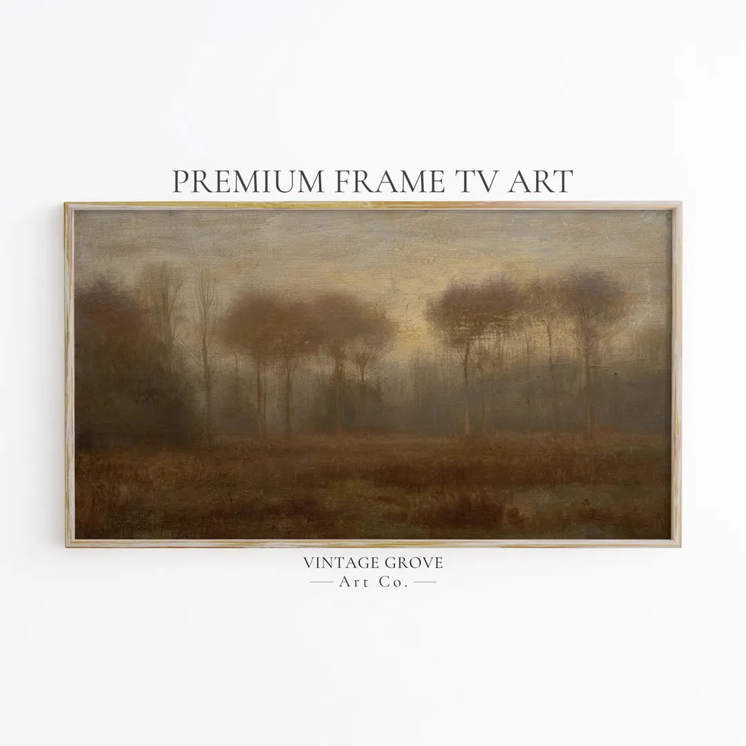 Samsung Frame TV Art, Moody Landscape Painting for Quiet Spaces, Fall Artwork With Trees and Soft... | Etsy (US)