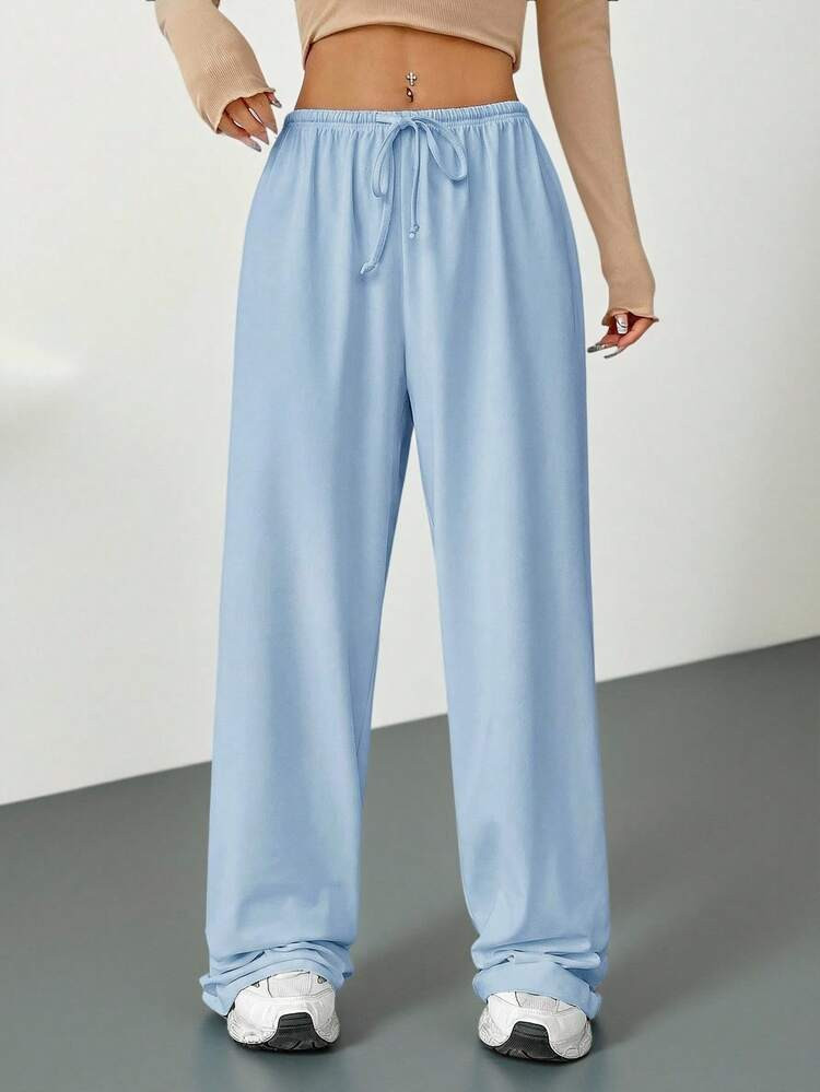 SHEIN Tall Soft White Knitted Home Baggy Pants, Loose Pant | SHEIN