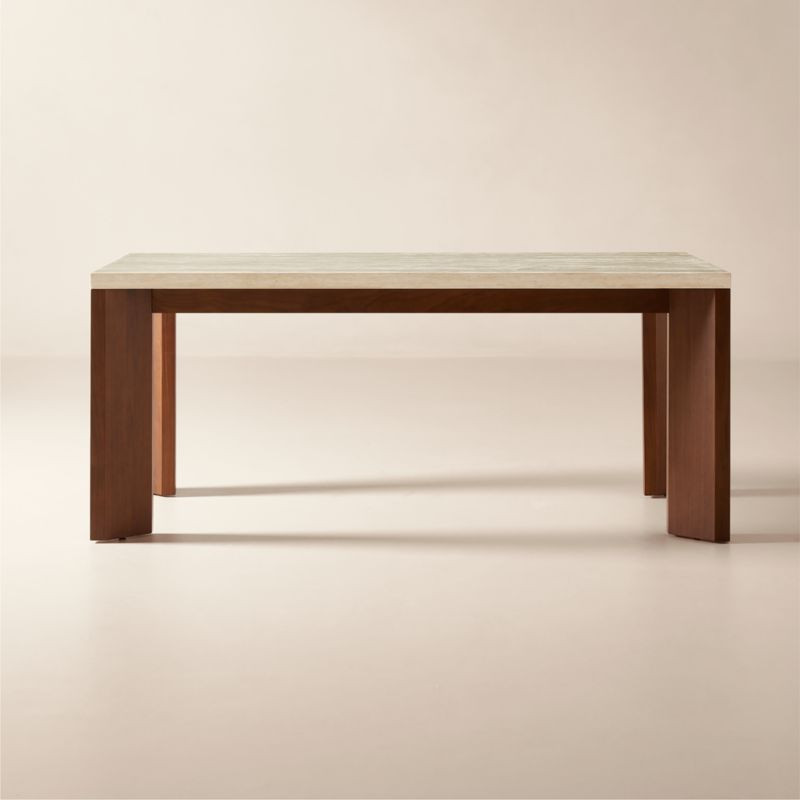 Sydney Rectangular Travetine Dining Table with Walnut Legs 72'' + Reviews | CB2 | CB2