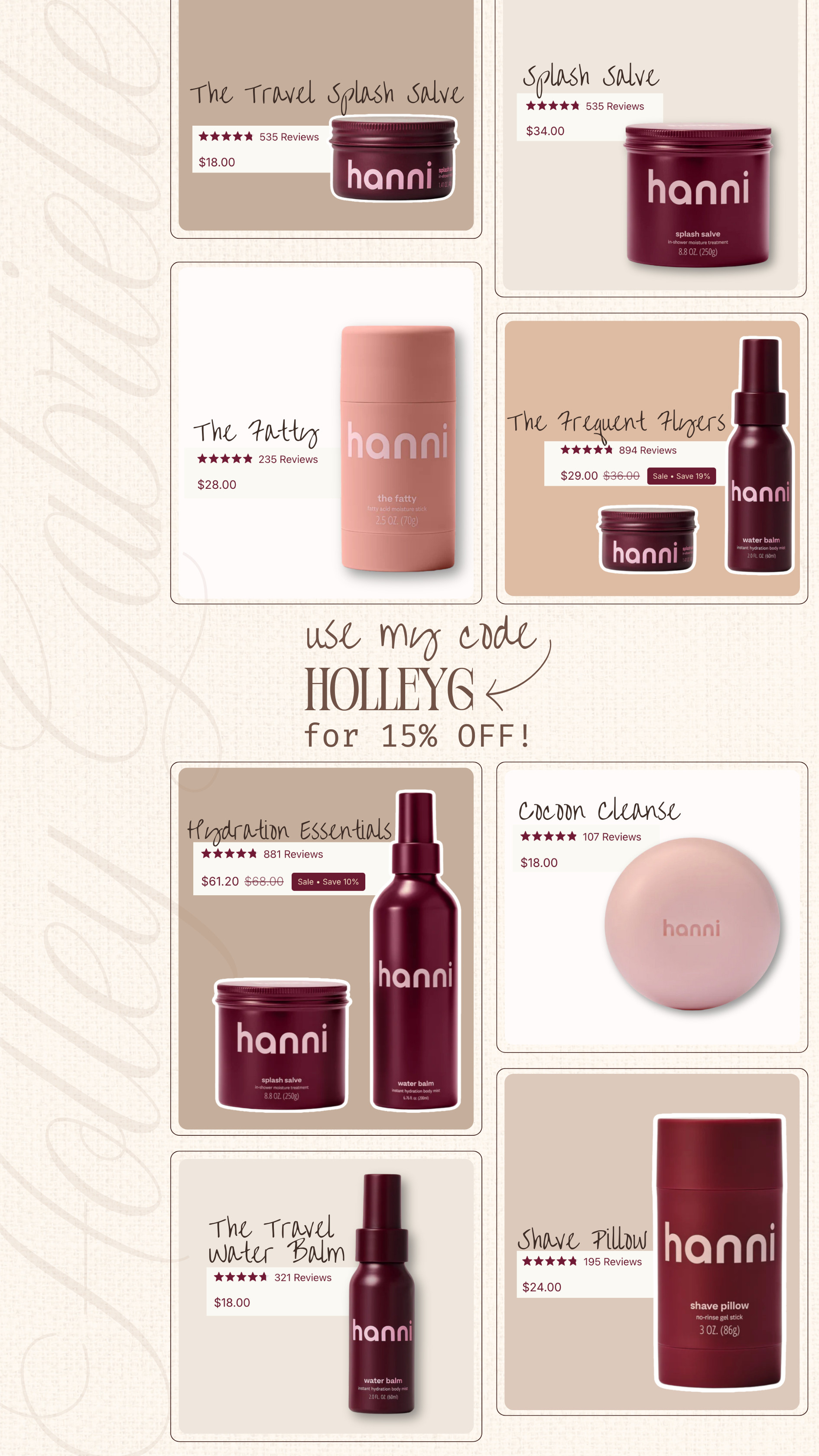 HUGE fan of these products right now 🙌🏼✨ they gave us an additional code for 15% off their site! Code HOLLEY15 🤎

My top two recs: the splash salve & the fatty moisturizer stick! 

Hanni / beauty faves / staples / travel / Holley Gabrielle / skincare 

#LTKFindsUnder50 #LTKBeauty #LTKSaleAlert