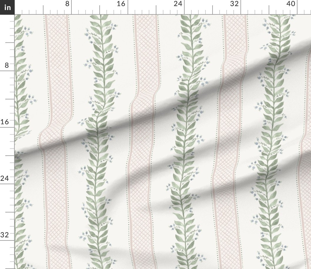 Fabric in Mary Quiet Green Blue and Pale Pink on Cream copy 2 | Spoonflower
