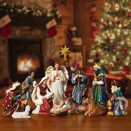 KUETH Nativity Sets for Christmas Indoor Nativity Scene Set Resin Figurine Christmas Ornament Religious Table Holidays Decor Gifts 13 Pieces 7.9 Inch | Walmart (US)