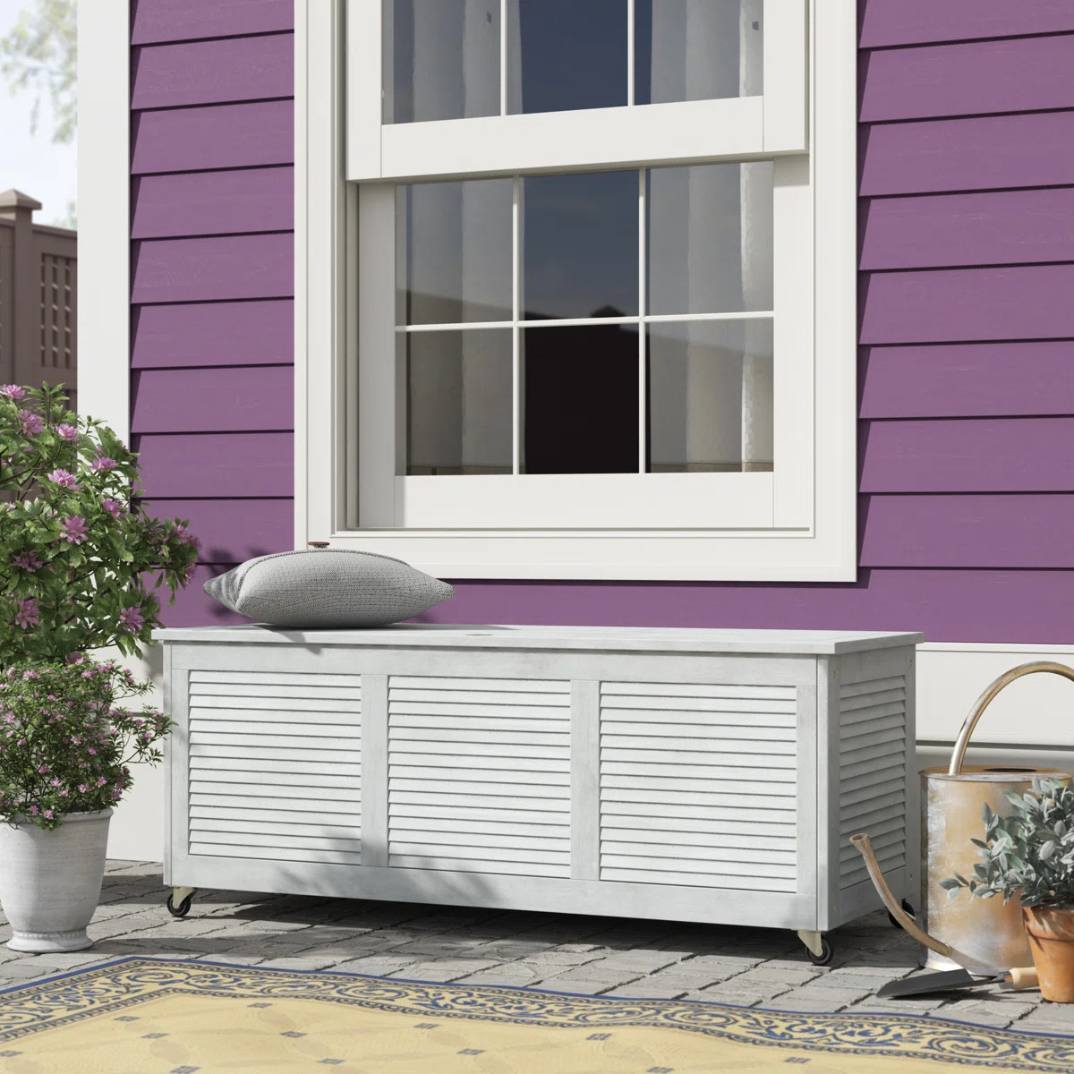 50 Gallon Eucalyptus Solid Wood Deck Box with Wheels | Wayfair North America
