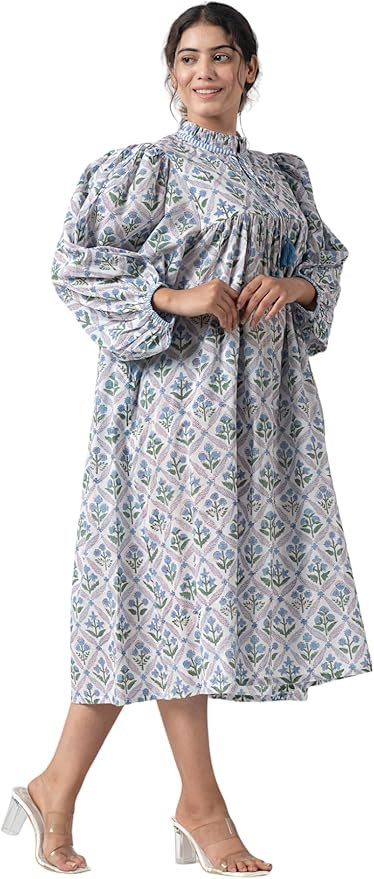 Summer Dresses for Women 2024 Casual Long Sleeve Floral Block Print Loose Sundress with Pocket Pa... | Amazon (US)