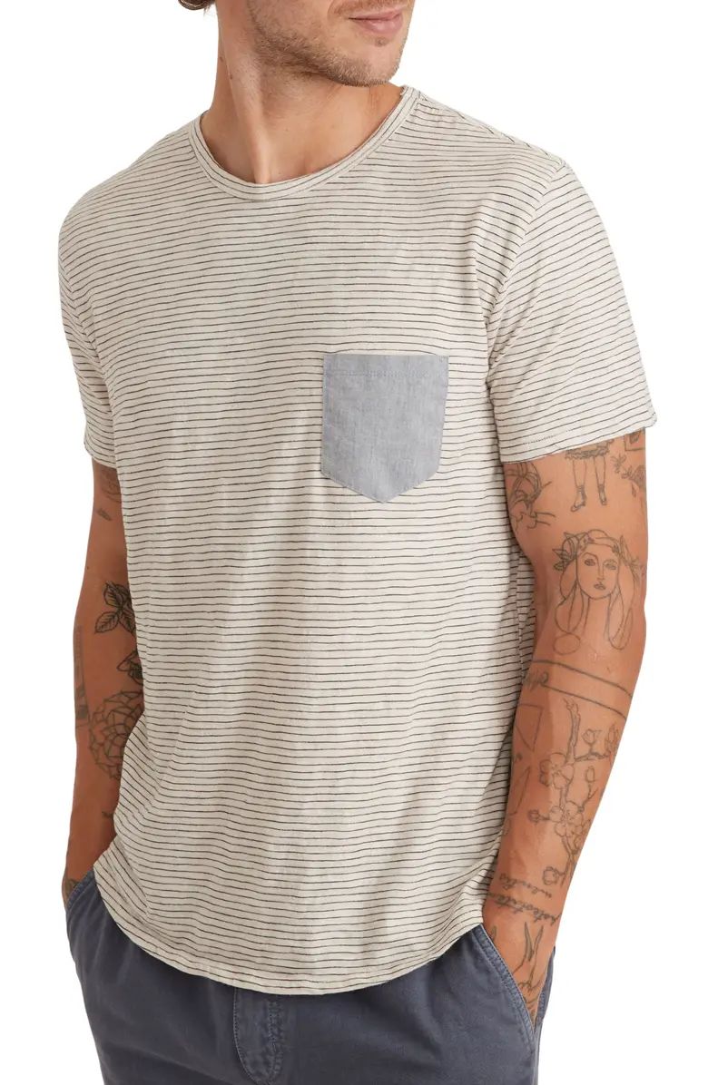 Marine Layer Stripe Chambray Pocket T-Shirt | Nordstrom | Nordstrom