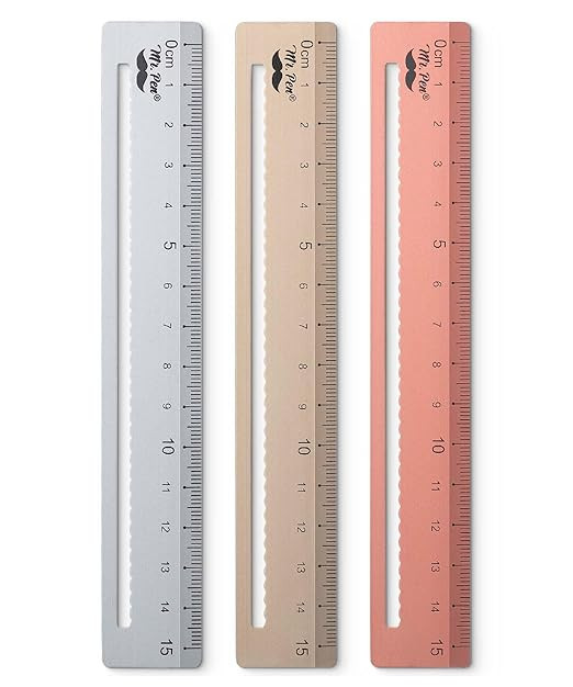Mr. Pen- Steel Rulers, 3 pcs, 15cm, Silver, Gold, Rose Gold, Centimeter Ruler, Metric Metal Ruler... | Amazon (US)
