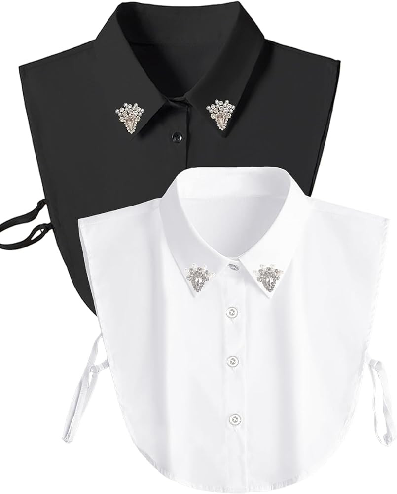 Handcrafted Faux Diamond and Pearl Fake Collar Shirts Versatile Dickey Collar Half Shirt Collar f... | Amazon (US)