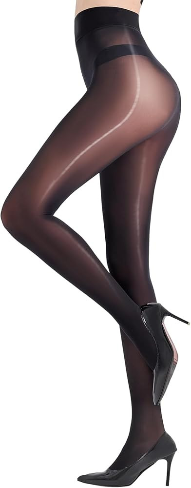 Shiny Pantyhose for Women Shimmer Sheer Tights Silk Oil High Waist Stockings | Amazon (US)