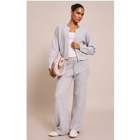 Soft Grey Brushed Rib Knit Draw string Pants | PrettyLittleThing US