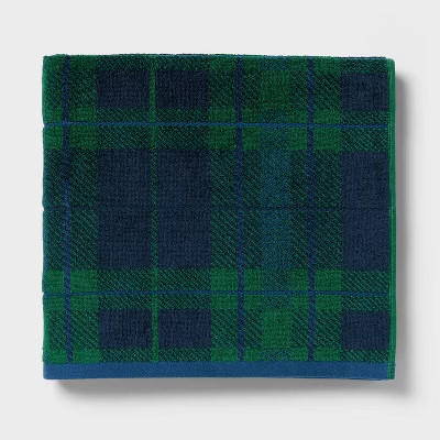 Winter Wonderland Plaid Christmas Bath Towel Blue/Green - Threshold™ | Target