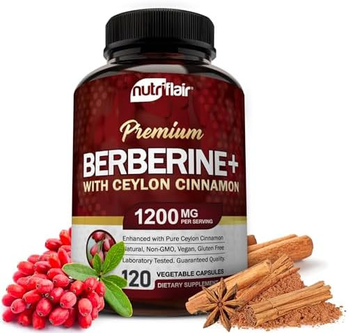 NutriFlair Premium Berberine HCL 1200mg, 120 Capsules - Plus Pure True Ceylon Cinnamon, Berberine... | Amazon (US)