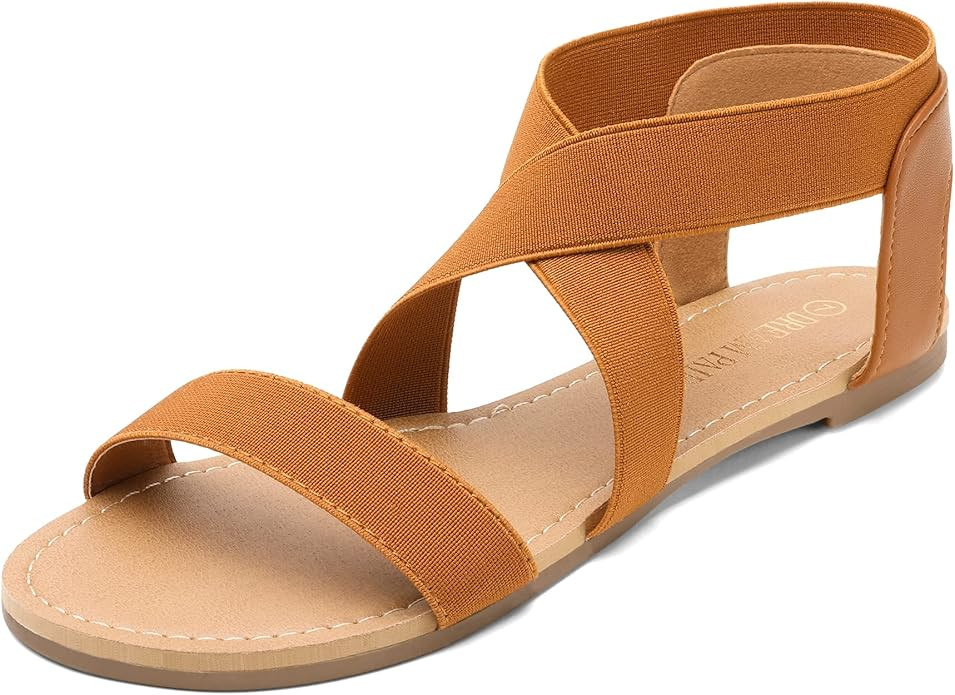 DREAM PAIRS Women's Elastic Ankle Strap Flat Sandals Summer Dressy Shoes Cute Strappy Gladiator S... | Amazon (US)