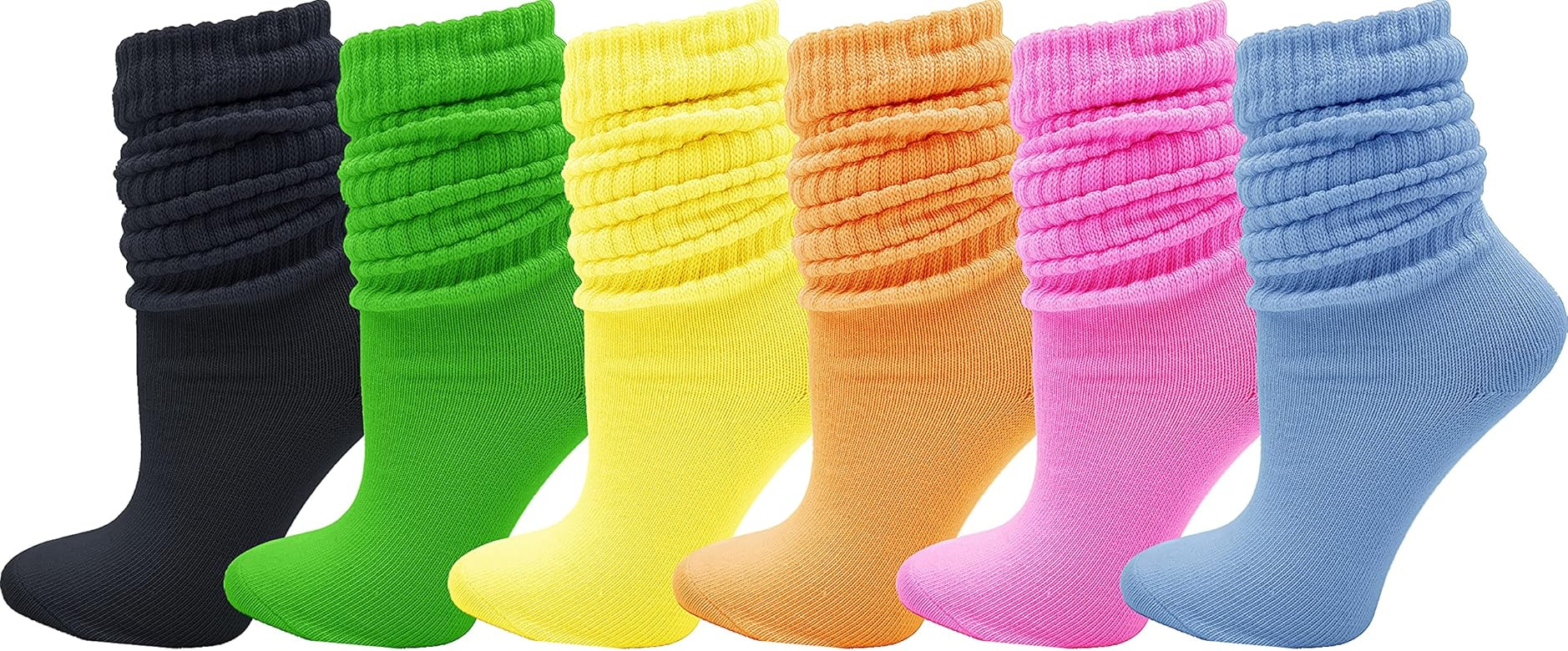 6 Pairs Slouch Socks for Women, Soft Extra Long Scrunch Knee High Sock, Bulk Pack | Amazon (US)