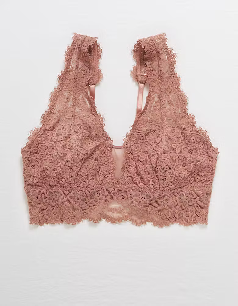 Aerie Eyelash Lace Plunge Bralette | American Eagle Outfitters (US & CA)