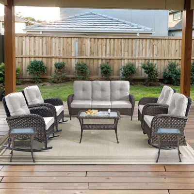 Gaetanino 8 - Pieces Outdoor Patio Seating Group with Cushions and Glider Chairs | Wayfair North America