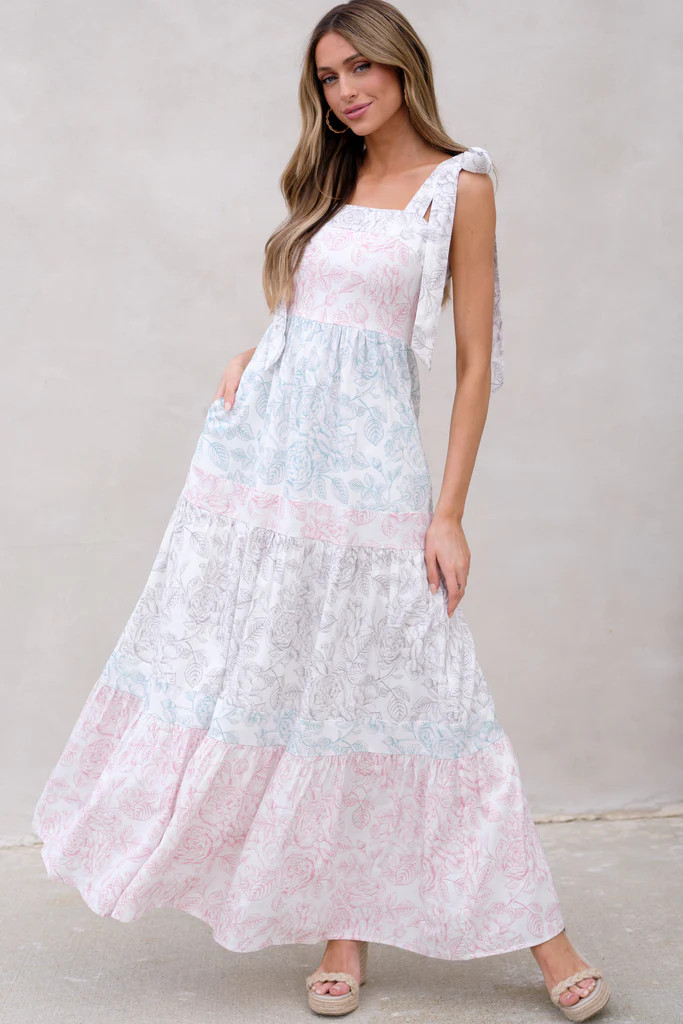 For A Change White Floral Maxi Dress | Red Dress 