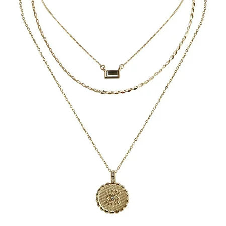 Seren Jewelry Evil Eye Gold Pendant Necklace Set for Women Delicate Gold-tone Layered Necklaces with Pendant 3 Pieces | Walmart (US)