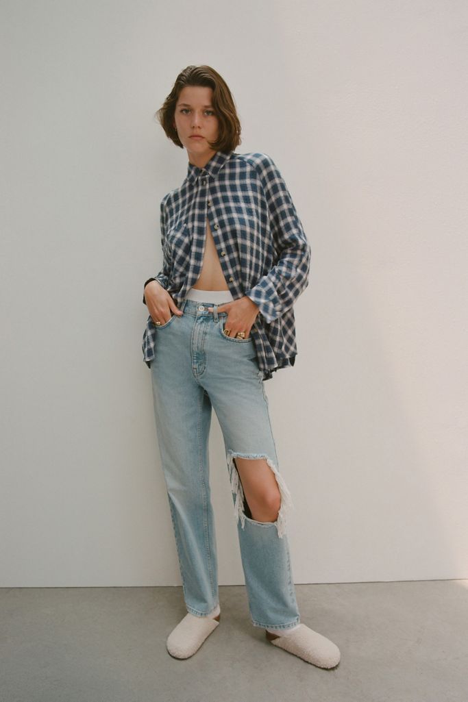 BDG High-Waisted Baggy Jean – Ripped Light Wash | Urban Outfitters (US and RoW)