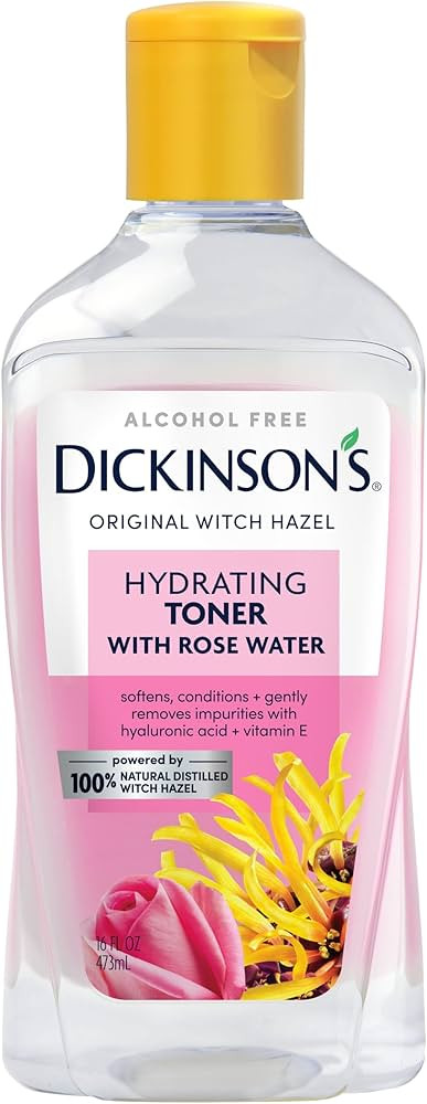 Dickinson's Enhanced Witch Hazel Hydrating Toner with Rosewater, Alcohol Free, 98% Natural Formula, 16 Fl Oz (Pack of 1) | Amazon (US)