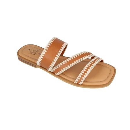 Time and Tru Women s Strappy Embroidered Sandals | Walmart (US)