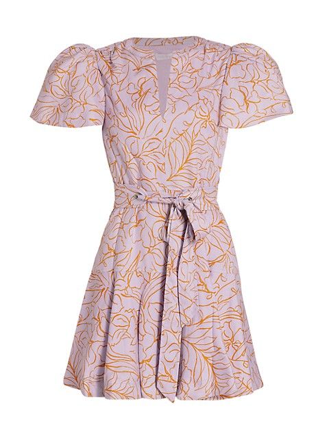 Virginia Belted Floral Puff-Sleeve Minidress | Saks Fifth Avenue