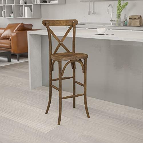 Flash Furniture Antique Wood Cross Back Barstools, 2 Pack | Amazon (US)