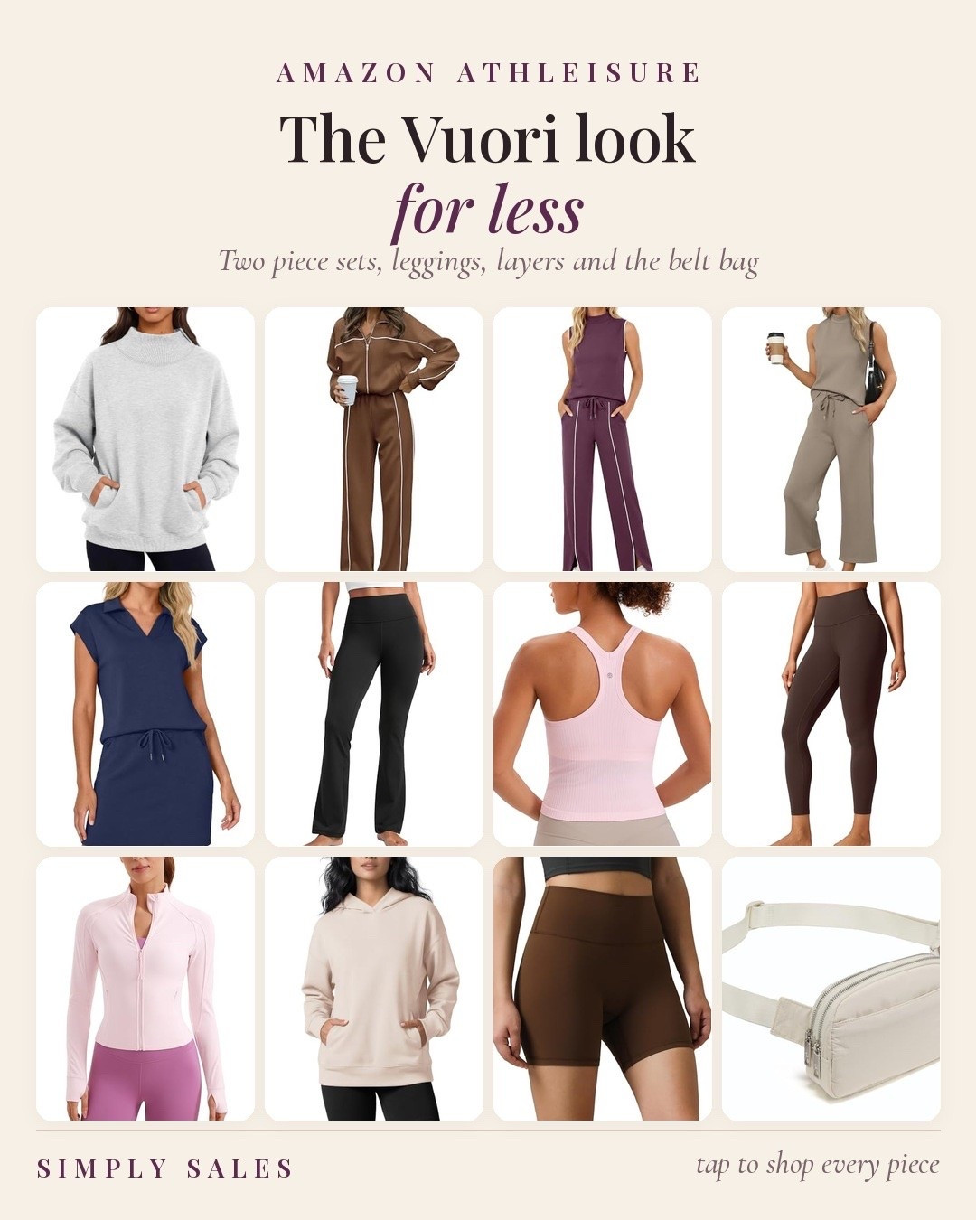 The Vuori look without the Vuori price tag 👀

These two-piece sets are doing the heavy lifting. The neutrals are my favorites, and they’re the ones I’d grab first. Comfy enough for everyday, cute enough to actually leave the house in.

two piece set, matching lounge set, sweatsuit, flare leggings, butterlift leggings, biker shorts, racerback tank, zip up jacket, oversized hoodie, belt bag, athleisure, Amazon activewear

@Target