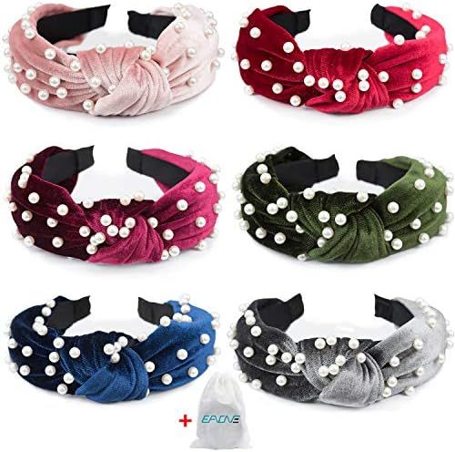 EAONE Pearl Headbands 6 Colors, Knotted Headbands for Women Fashion Turban Headband Hair Bands Wi... | Amazon (US)