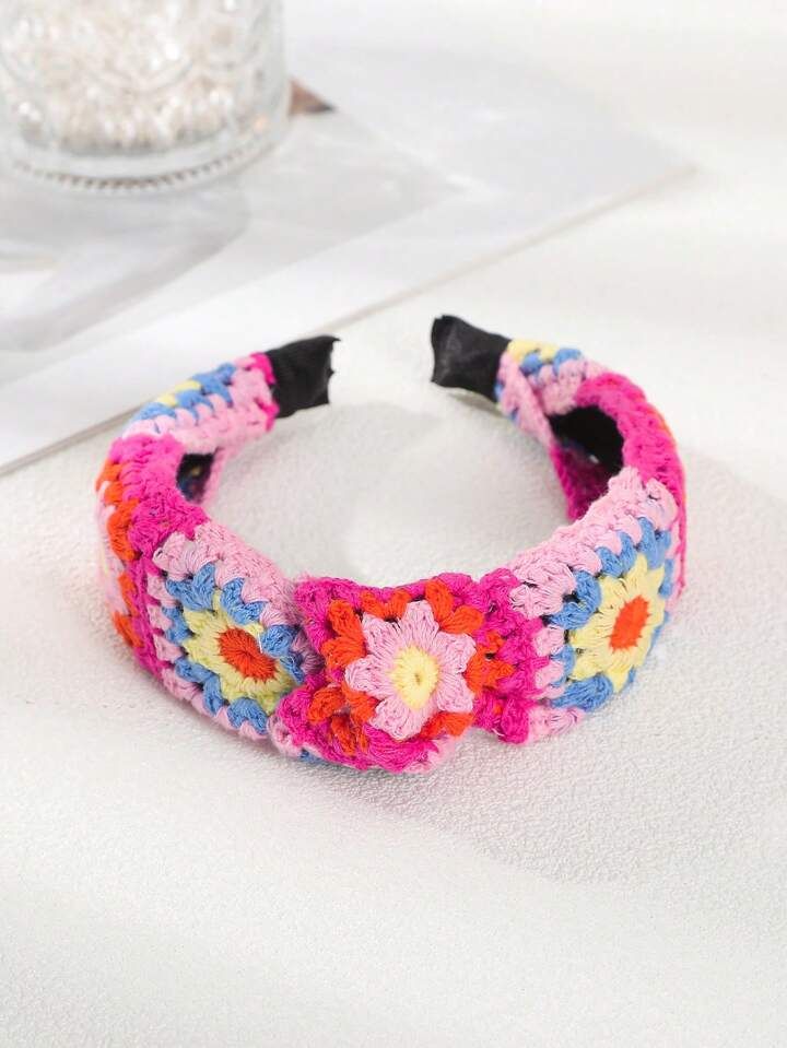 1pc Colorful Knitted Flower Headband | SHEIN