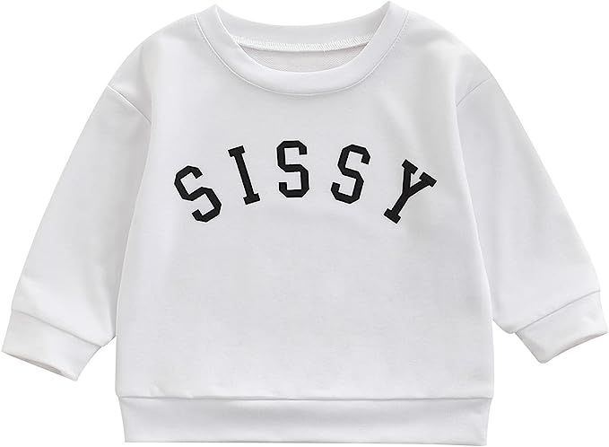 Sissy Letter Printed Baby Boy Girl Crewneck Sweatshirt Clothes Kids Infant Pullover Tops Fall Out... | Amazon (US)