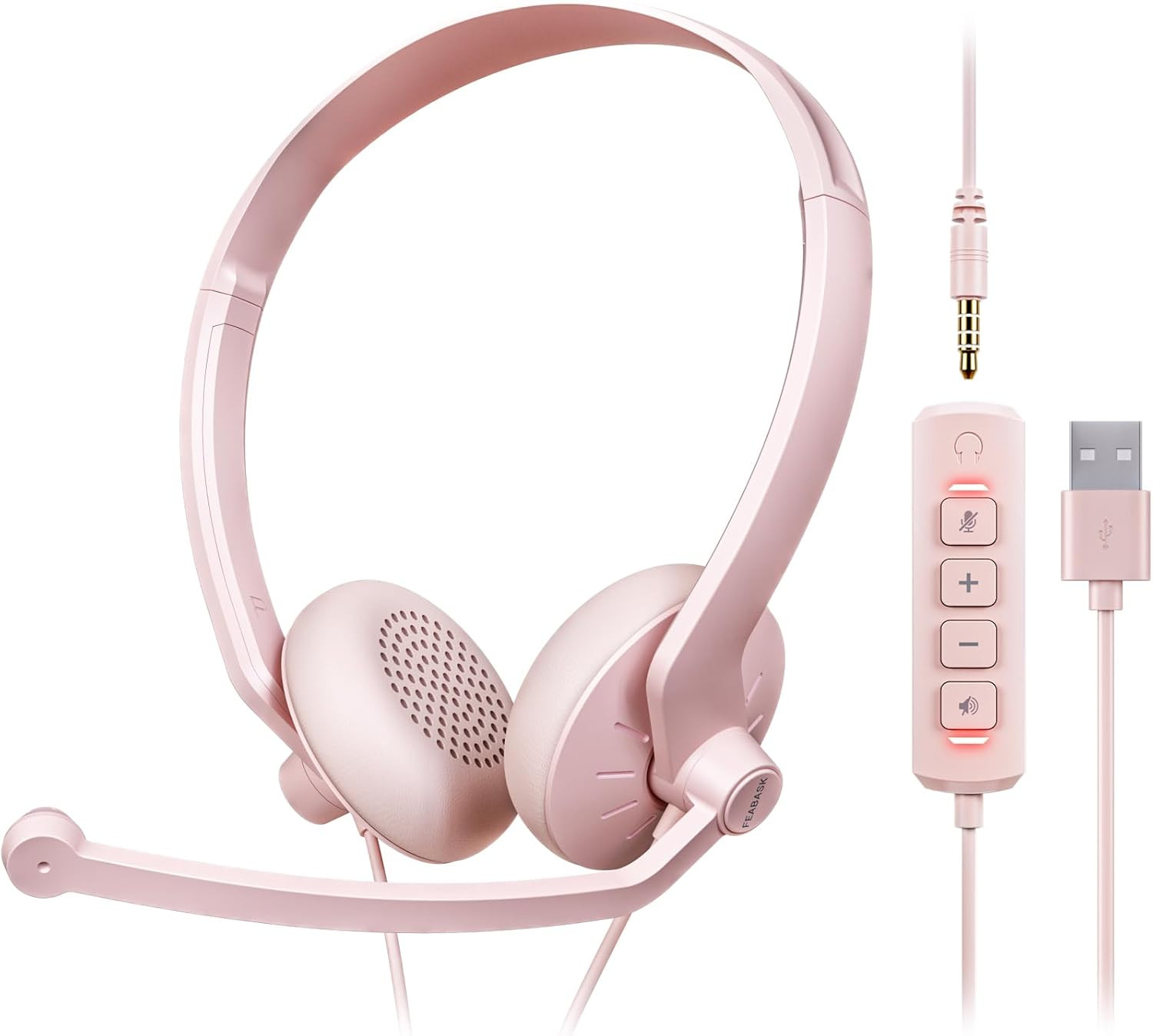 FEABASK USB Headset with Microphone for PC - Wired Computer Headphones with Noise Cancelling Micr... | Amazon (US)