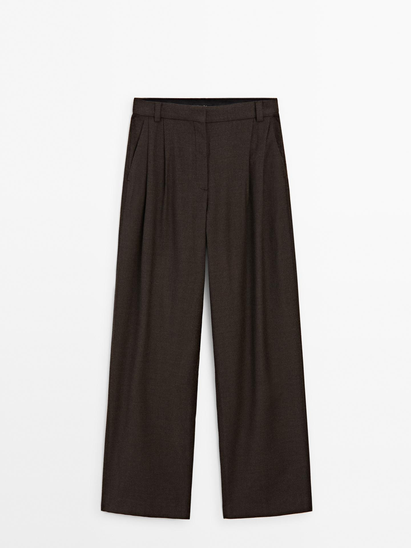 Flanell-Hose mit Bundfalten | Massimo Dutti DE