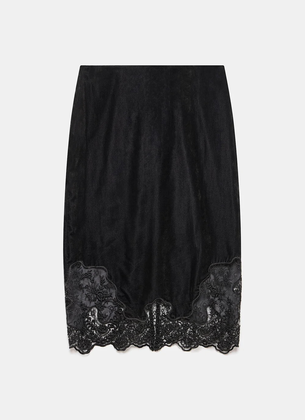 Grey Velvet Lace Slip Midi Skirt | Mint Velvet