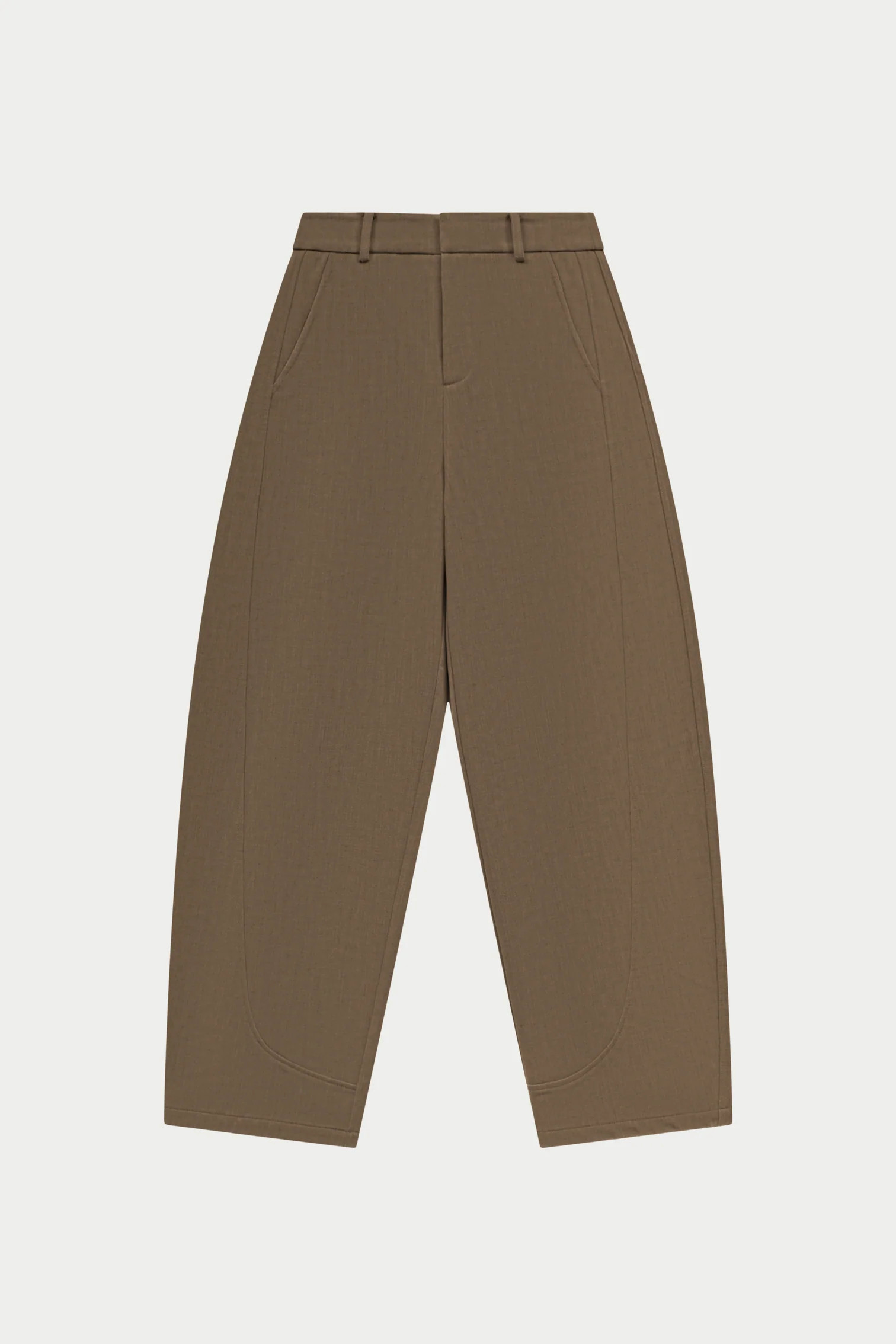 MICRO CHECK BARREL LEG TROUSERS - BROWN | The Couture Club