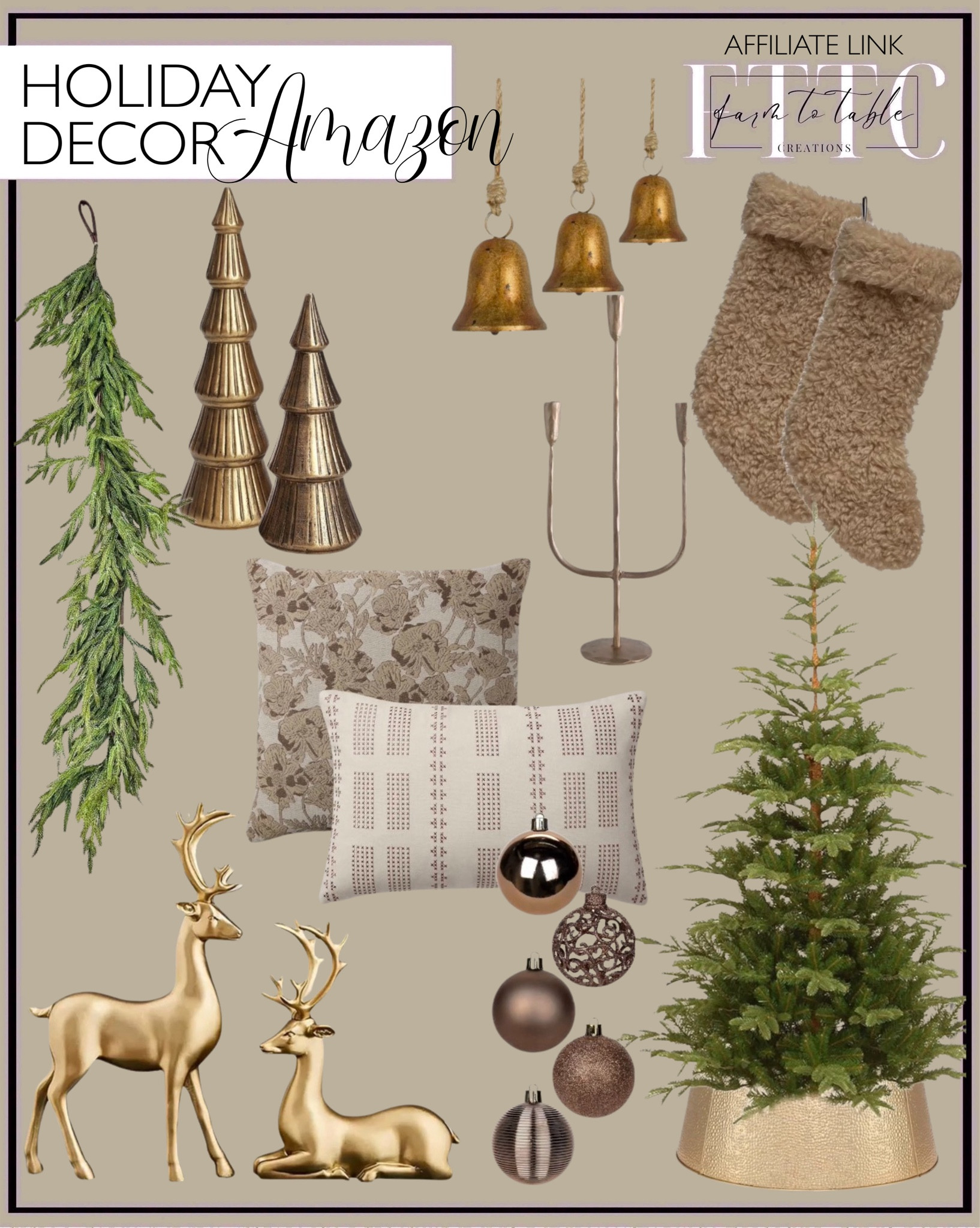 Amazon Christmas. 
Follow @farmtotablecreations on Instagram for more inspiration.

Wooden Christmas Tree Figurine, Tabletop Gold Tree Figurine, Set of 2 Desk Centerpieces for Christmas Decor. National Tree Company 'Feel Real' Artificial Christmas Tree - Norwegian Spruce Tree - 7.5 ft. 3 Pcs Cow Bells for Decoration, Handmade Cow Bells Christmas Decor, Lucky Rustic Christmas Bells, Gold Christmas Bells with Jute Rope, Vintage Iron Bell, 3 Size Antique Bells, Gift for Hanging. Jean Stoffer x Loloi Thomas Collection PJS0008 Natural 13'' x 21'' Cover w/Poly Pillow. The Original Afloral Real Touch Norfolk Pine Garland. Creative Co-Op Hand-Forged Metal Candelabra, Antique Brass Finish (Holds 3 Taper Candle Holder. Eoiips Deer Decor Reindeer Statues, Resin Sitting & Standing Deer Figurines Modern Home Decorations. Sherpa Fabric Stocking, Tan. Chris Loves Julia x Loloi Matilda Collection PCJ0008 Beige / Mocha 18'' x 18'' Pillow. Four Panel Tree Collar. Christmas Ball Ornaments. 

Christmas Decor. Holiday Decor. Amazon Christmas Decor. Amazon Christmas Decor  


#LTKHoliday #LTKHome #LTKSaleAlert
