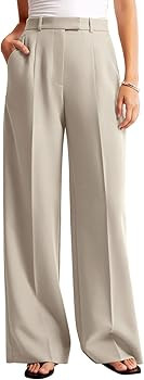 NIMIN Women Wide Leg Pants High Waisted Business Casual Work Trousers Dressy Pants with Pockets | Amazon (US)