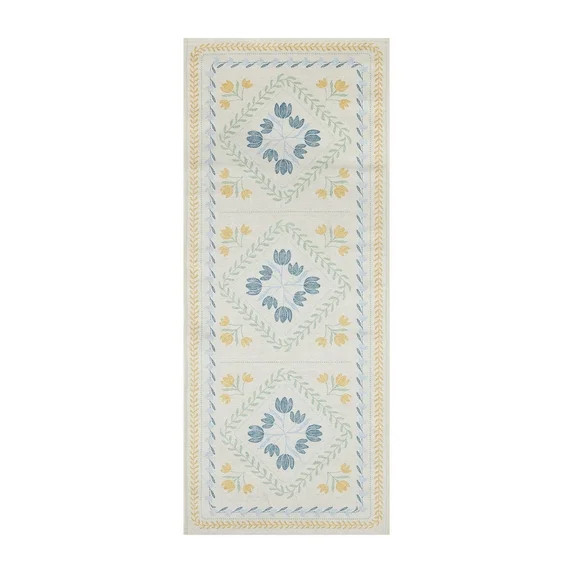Better Homes & Gardens Soliel Floral Runner Rug, Blue & Yellow, 30" x 72", Machine Washable | Walmart (US)