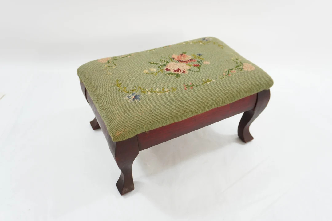 Antique Footstool, Needlepoint Top, Wood Frame Footstool, Antique Furniture, Vintage Victorian Fu... | Etsy (US)